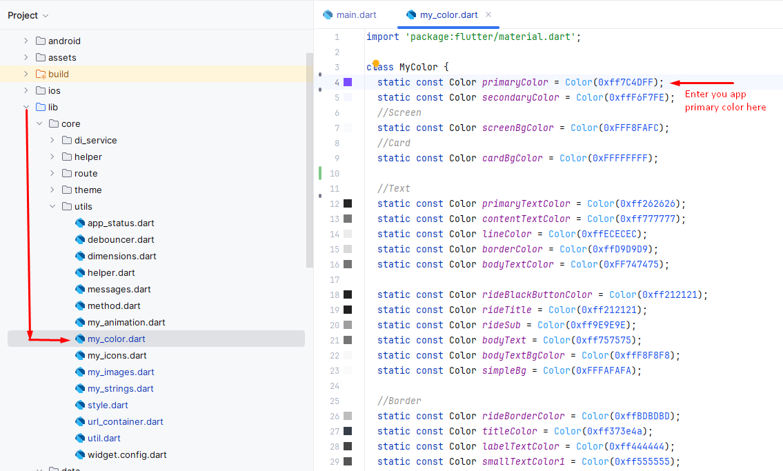 App Color Setup