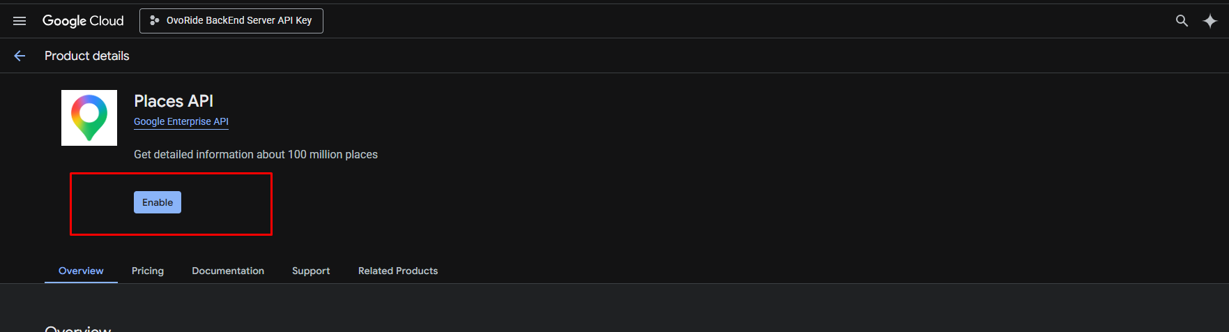 Enable Places API
