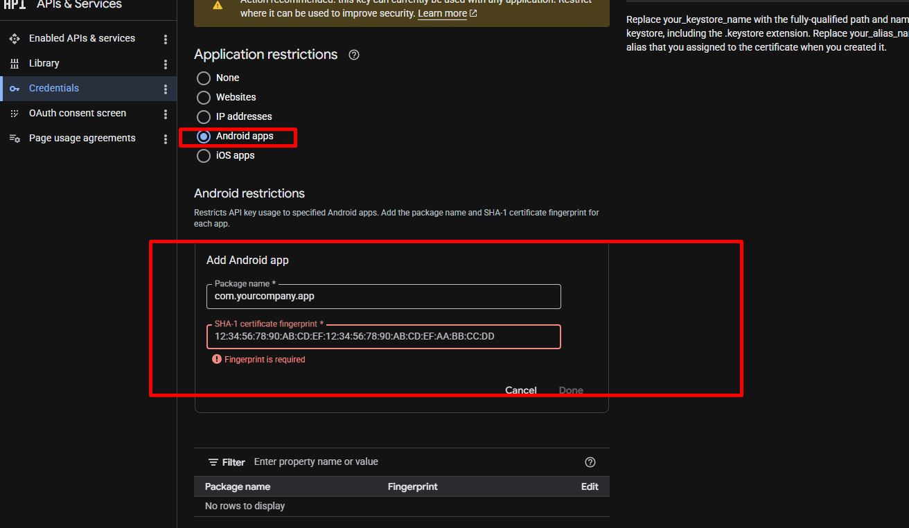 Android Restriction