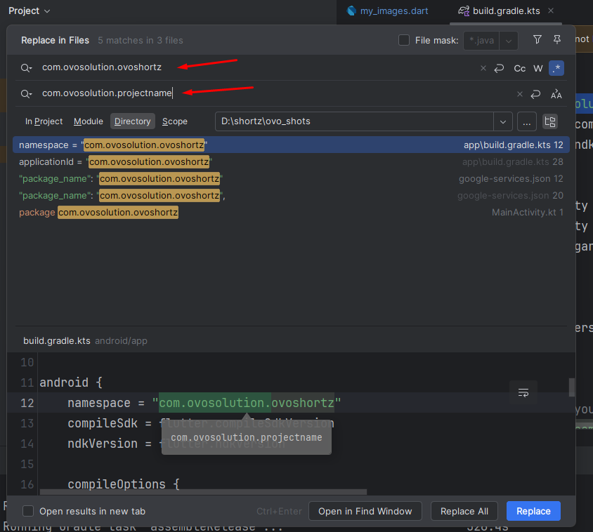 Android Package Name Setup